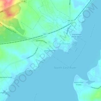 Town Commons地形图、海拔、地势