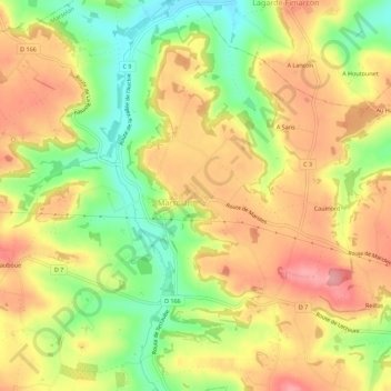 Au Padouenc地形图、海拔、地势