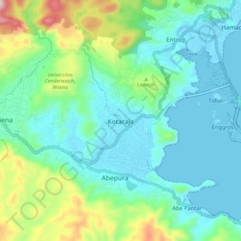 Kotaraja地形图、海拔、地势