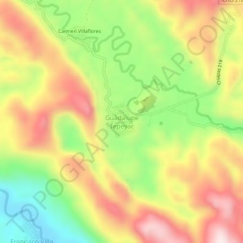 Guadalupe Tepeyac地形图、海拔、地势