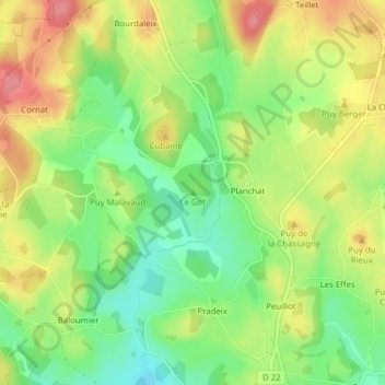 Le Got地形图、海拔、地势