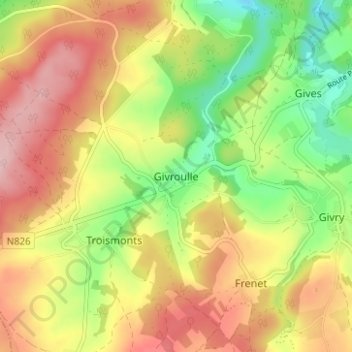 Givroulle地形图、海拔、地势