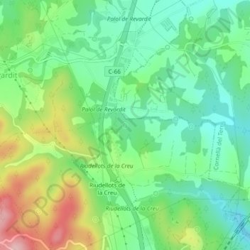 Font d'en Joanic地形图、海拔、地势