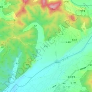 杉林地形图、海拔、地势