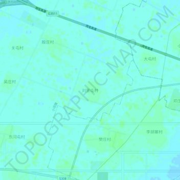 刘景屯村地形图、海拔、地势