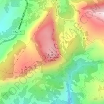 Monte San Michele地形图、海拔、地势