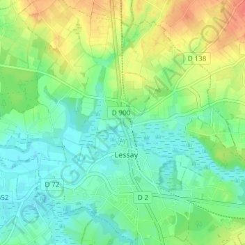 Le Moulin地形图、海拔、地势