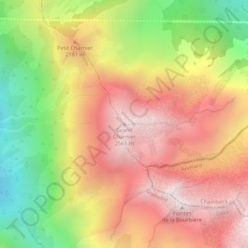 Grand Charnier地形图、海拔、地势