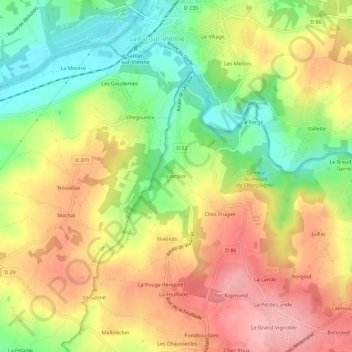 Lascaux地形图、海拔、地势