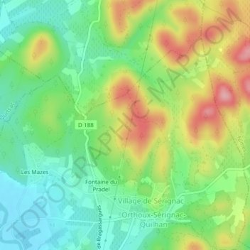 Courmelle地形图、海拔、地势
