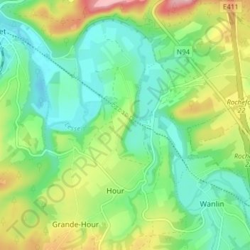 Lissoir地形图、海拔、地势