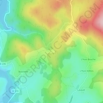 Le Champ Bercot地形图、海拔、地势