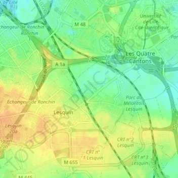 Quartier des Arts地形图、海拔、地势