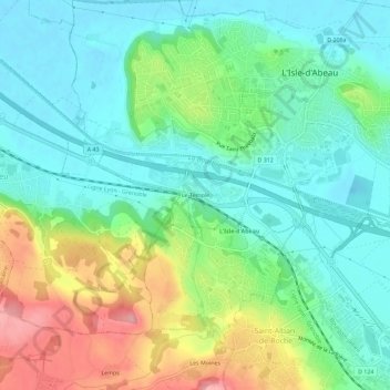 Le Temple地形图、海拔、地势