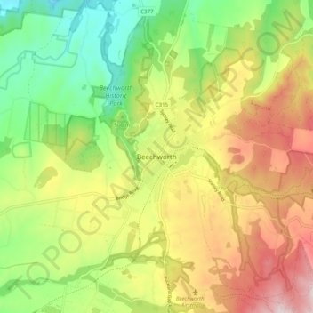 Beechworth地形图、海拔、地势