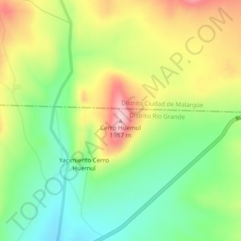 Cerro Huemul地形图、海拔、地势