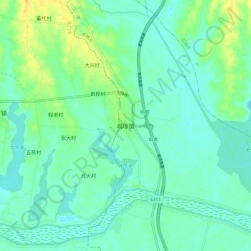 垌塚镇地形图、海拔、地势