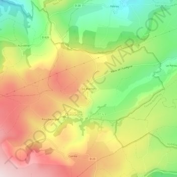 Le Malnon地形图、海拔、地势