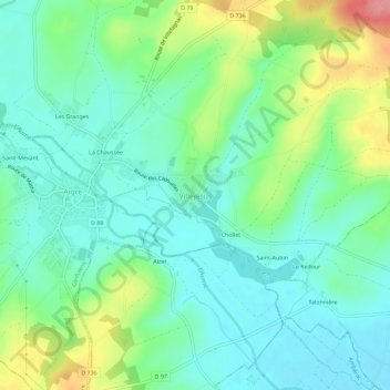 Villejésus地形图、海拔、地势