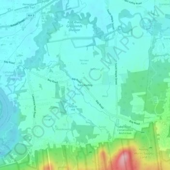 East Hadley地形图、海拔、地势