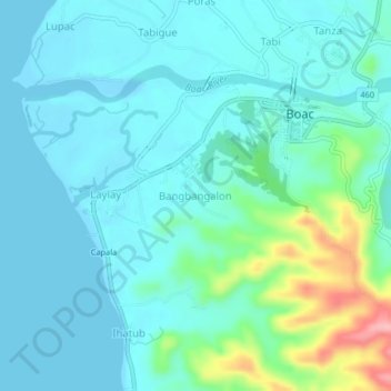 Bangbangalon地形图、海拔、地势