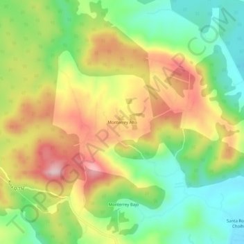 Monterrey Alto地形图、海拔、地势
