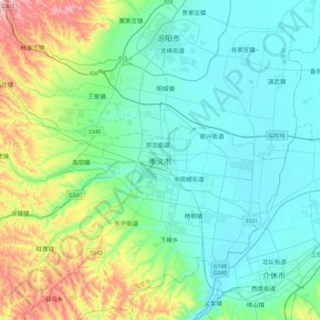 孝义市地形图、海拔、地势