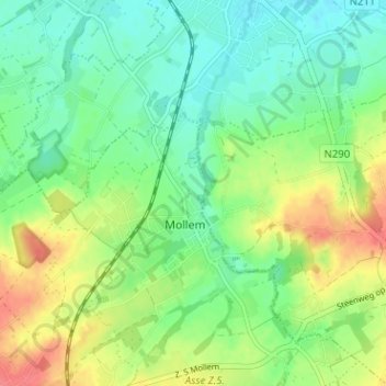 Schermershoek地形图、海拔、地势