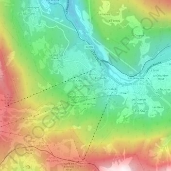 Les Aillouds地形图、海拔、地势