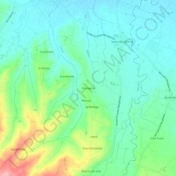 Romagna地形图、海拔、地势