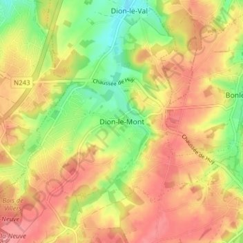 Dion-le-Mont地形图、海拔、地势