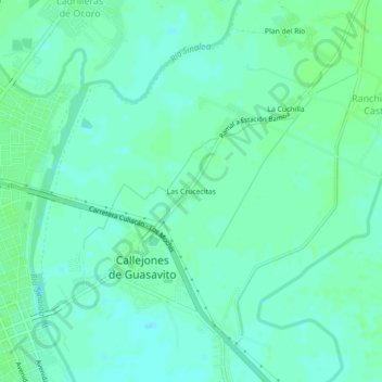 Las Crucecitas地形图、海拔、地势