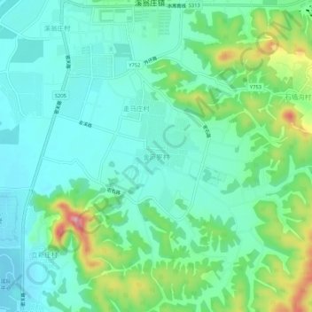金叵罗村地形图、海拔、地势