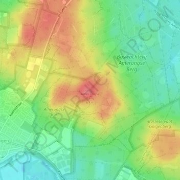 Amerongse Berg地形图、海拔、地势