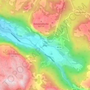 Gilja地形图、海拔、地势