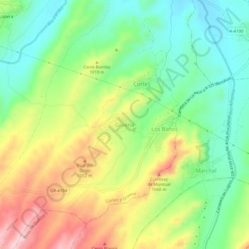 Graena地形图、海拔、地势