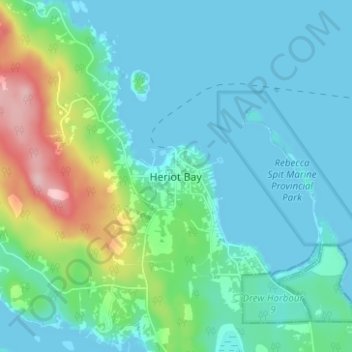Heriot Bay地形图、海拔、地势