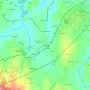 A Restreba地形图、海拔、地势