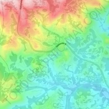 Bangoua地形图、海拔、地势