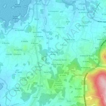 Padrenda de Abaixo地形图、海拔、地势