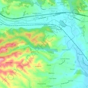 Case Morajni地形图、海拔、地势