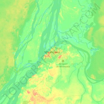 Mbandaka地形图、海拔、地势