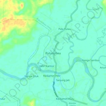 Putussibau地形图、海拔、地势