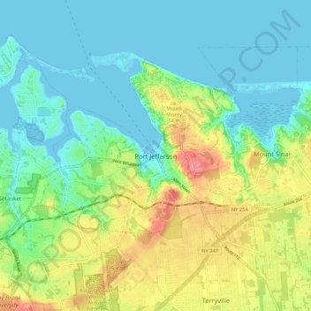 Port Jefferson地形图、海拔、地势
