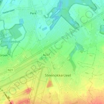 Wambeek地形图、海拔、地势