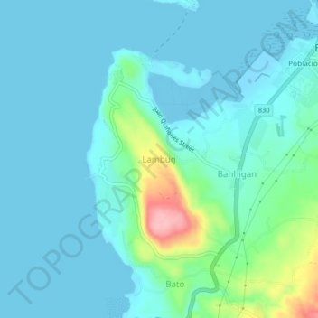 Lambug地形图、海拔、地势