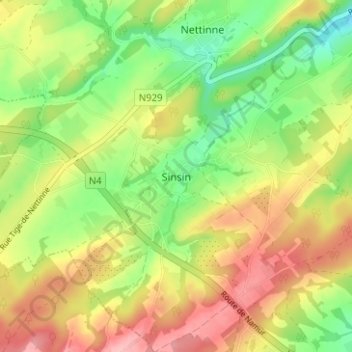 Sinsin地形图、海拔、地势
