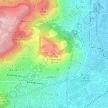 Puy de Chanturgue地形图、海拔、地势