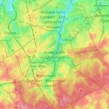 Auderghem地形图、海拔、地势