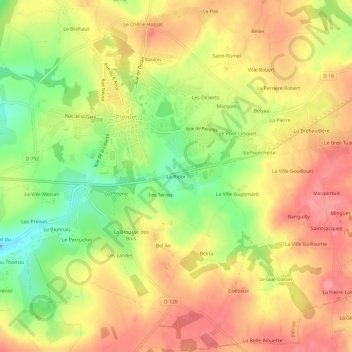 Le Ridor地形图、海拔、地势